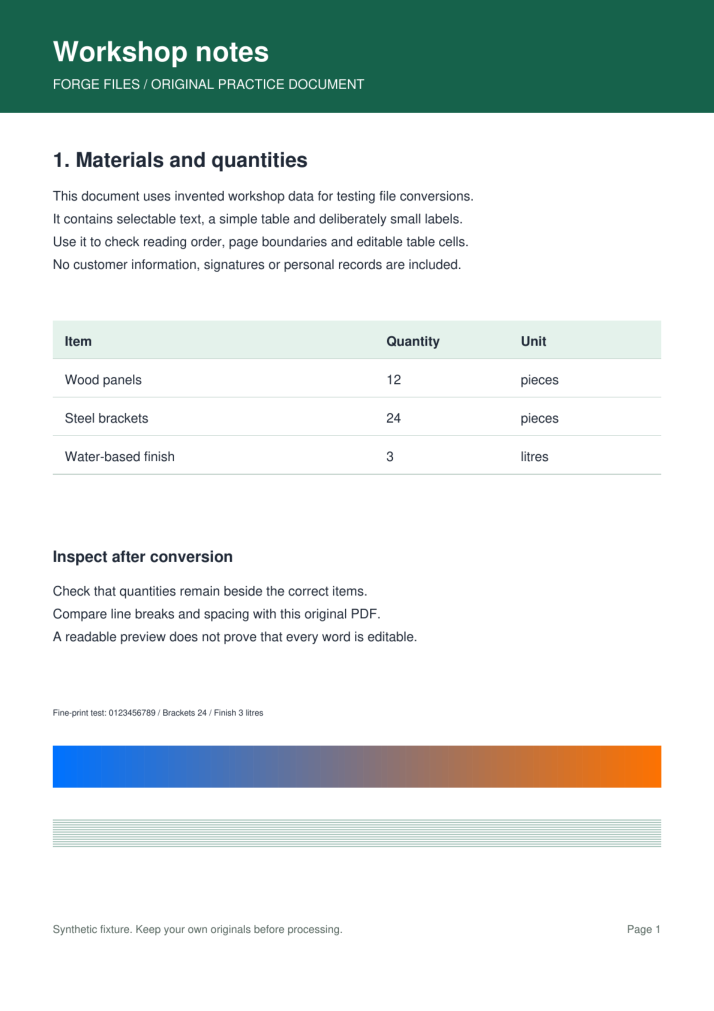 Original synthetic scanned worksheet with small text and fine rules